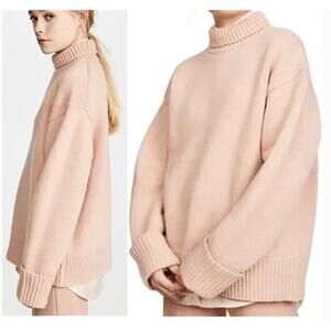 Victoria Victoria Beckham Relaxed Funnel Neck Wool over sized pink Sweater L